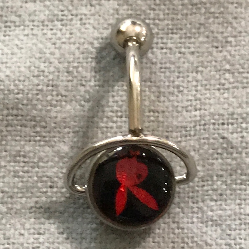 Playboy red Surgical stainless steel 14G Naval Rin - Picture 3 of 5